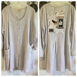 Sue Handman designer pinstripe cotton tunic